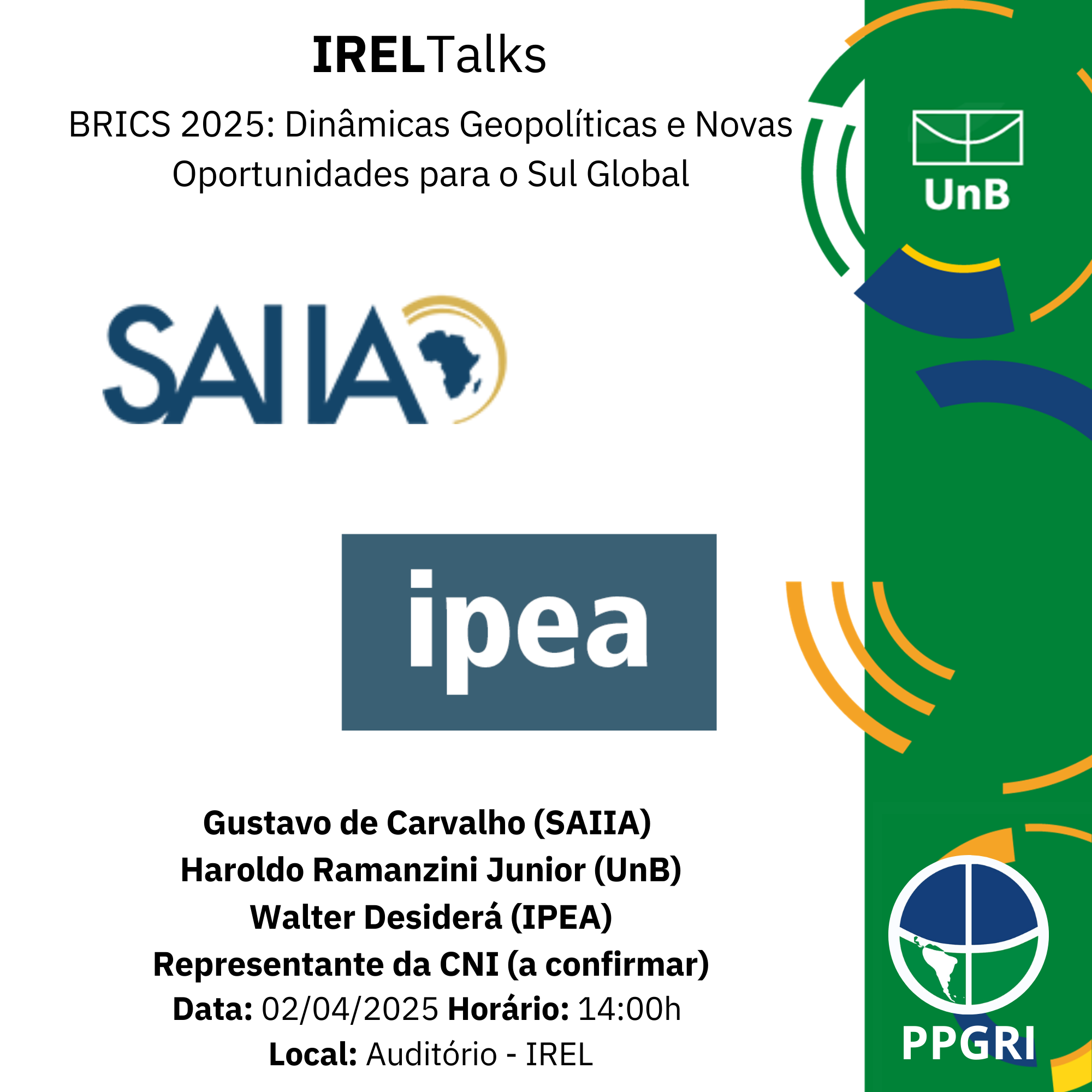 IREL Talks - BRICS 2025 Dinâmicas Geopolíticas e Novas Oportunidades para o Sul Global