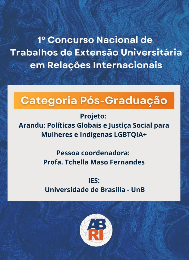 Card de divulgação da ABRI anunciando a premiação do projeto Arandu na Categoria Pós-Graduação